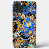 Turquoise Blue Orange Black Paisley Floral Art Case-Mate iPhone Case (Achterkant)
