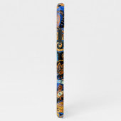 Turquoise Blue Orange Black Paisley Floral Art iPhone Hoesje (Rechterkant)