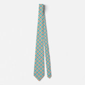 Turquoise Blue, Orange & White Plaid Men's Tie Stropdas (Voorkant)