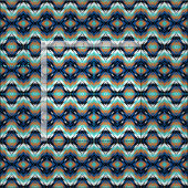 Turquoise Blue Oranje Black Aztec Mosaic Pattern Stof (Delen)