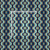 Turquoise Blue Oranje Black Aztec Mosaic Pattern Stof (Delen)