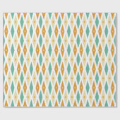 Turquoise Blue Oranje Cream Diamond Star Argyle Cadeaupapier (Vlak)
