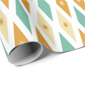 Turquoise Blue Oranje Cream Diamond Star Argyle Cadeaupapier (Rol Hoek)