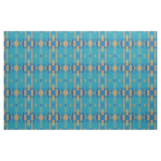 Turquoise Blue Oranje Geometric Pset Pattern Stof (Yard (91,4 cm))