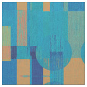 Turquoise Blue Oranje Geometric Pset Pattern Stof (Close Up)