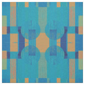 Turquoise Blue Oranje Geometric Pset Pattern Stof (Swatch)