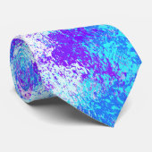 Turquoise Blue, Paars en White Abstract schilderen Stropdas (Opgerold)