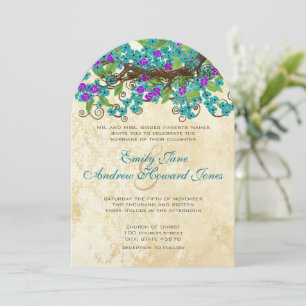 Turquoise Blue Paars Enchanted Forest Invitations Kaart