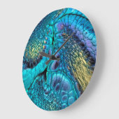 Turquoise blue paars gold Dragon skin Abstract Grote Klok (Hoek)