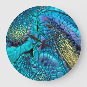 Turquoise blue paars gold Dragon skin Abstract Grote Klok