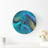Turquoise blue paars gold Dragon skin Abstract Grote Klok (Huis)