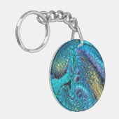 Turquoise blue paars gold Dragon skin Abstract Sleutelhanger (Voorkant Links)
