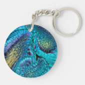Turquoise blue paars gold Dragon skin Abstract Sleutelhanger (Achterkant)