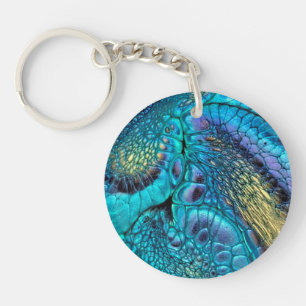 Turquoise blue paars gold Dragon skin Abstract Sleutelhanger
