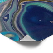 Turquoise Blue Paarse kleurrijke marmer fluid Art Poster (Hoek)