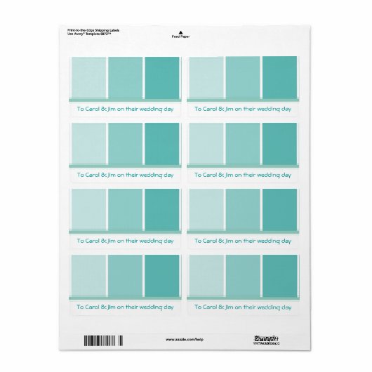 Turquoise Blue Paint Chip Etiket (Full Sheet)