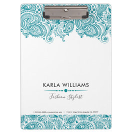 Turquoise-blue  Paisley Lace Klembord