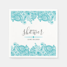 Turquoise-blue paisley lace