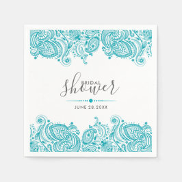 Turquoise-blue paisley lace servet