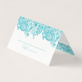 Turquoise-Blue Paisley Loccard Visitekaartje