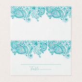Turquoise-Blue Paisley Loccard Visitekaartje (Buitenkant ongevouwen)