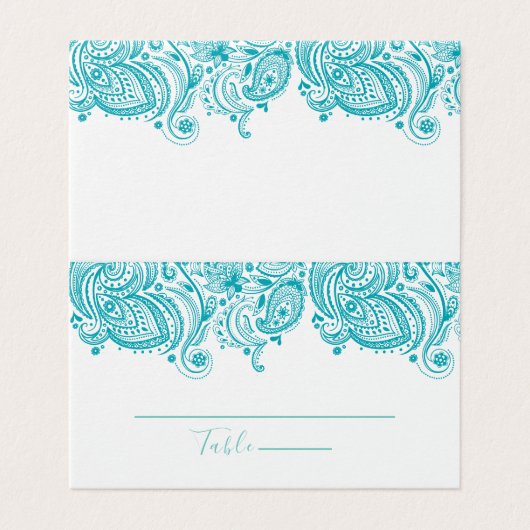 Turquoise-Blue Paisley Loccard Visitekaartje (Buitenkant ongevouwen)