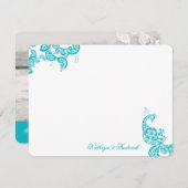 Turquoise Blue Paisley Peacock Hartelijk dank Bedankkaart (Voorkant / Achterkant)
