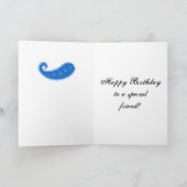 Turquoise & Blue Parisian Paisley Happy Birthday Kaart (Binnen)