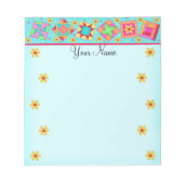 Turquoise Blue Patchwork Quilt Block Art Notitieblok (Voorkant)