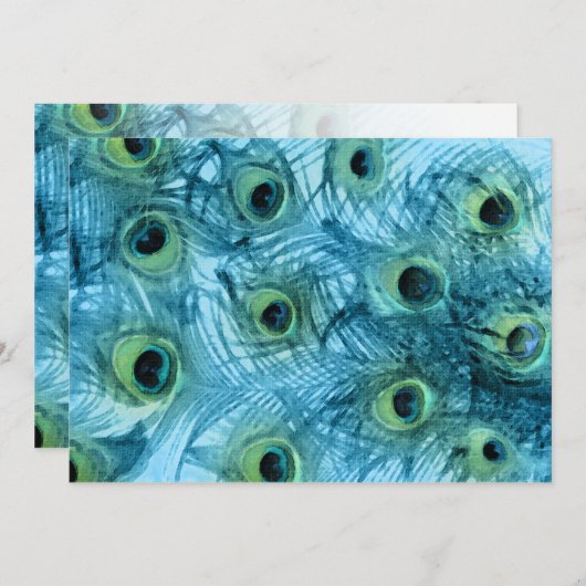 Turquoise Blue Peacock bruiloft uitnodiging (Voorkant / Achterkant)