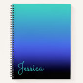 Turquoise Blue Periwinkle en Black Gradient Blank Notitieboek (Voorkant)