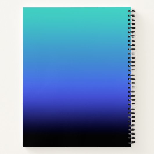 Turquoise Blue Periwinkle en Black Gradient Blank Notitieboek (Achterkant)
