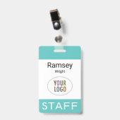 Turquoise Blue Personeel ID Badge Clip Reel of Lan (Voorkant met clip)