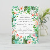 Turquoise Blue Pink Floral Botanical Wedding Kaart (Staand voorkant)