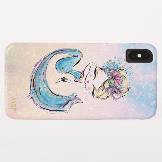*~* Turquoise Blue Pink Gold Glitter Mermaid Case-Mate iPhone Case (Achterkant (horizontaal))