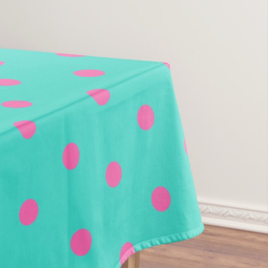 Turquoise Blue Pink Polka Dots Tafelkleed (Voorbeeld)