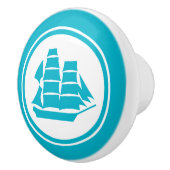 Turquoise Blue Pirate Ship Nautical keramische kno Keramische Knop (Rechts)