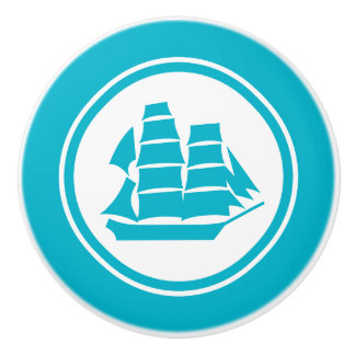 Turquoise Blue Pirate Ship Nautical keramische kno Knop