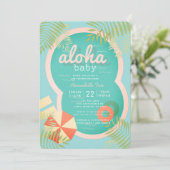 Turquoise Blue Pool Aloha Baby shower Uitnodiging (Staand voorkant)