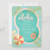Turquoise Blue Pool Aloha Baby shower Uitnodiging (Voorkant)