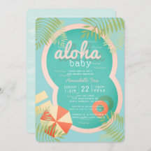 Turquoise Blue Pool Aloha Baby shower Uitnodiging