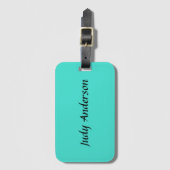 Turquoise Blue Professional Modern Elegant Name Bagagelabel (Voorkant (verticaal))