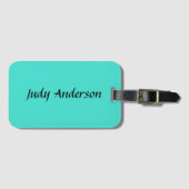 Turquoise Blue Professional Modern Elegant Name Bagagelabel (Voorkant (horizontaal))