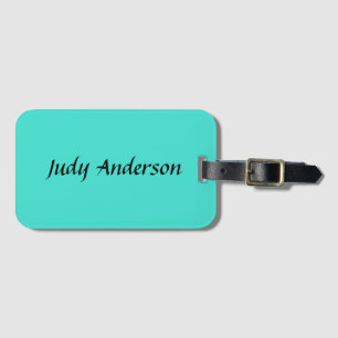 Turquoise Blue Professional Modern Elegant Name Bagagelabel