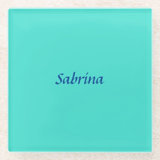 Turquoise Blue Professional Modern Elegant Name Glazen Onderzetter (Voorkant)