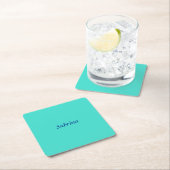 Turquoise Blue Professional Modern Elegant Name Kartonnen Onderzetters (Insitu)