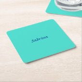 Turquoise Blue Professional Modern Elegant Name Kartonnen Onderzetters (Schuin)