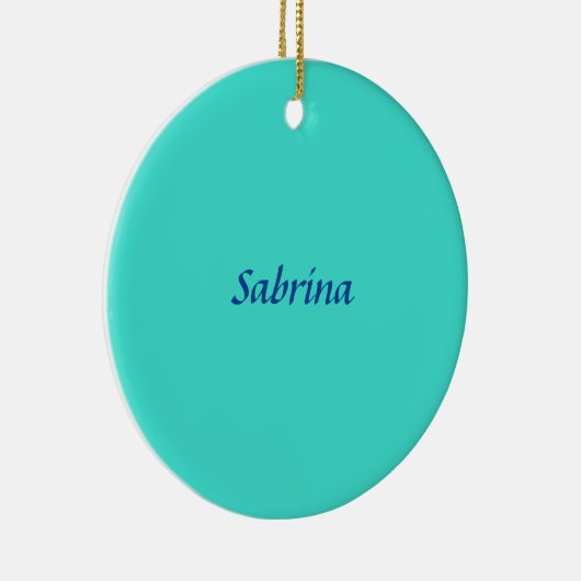 Turquoise Blue Professional Modern Elegant Name Keramisch Ornament (Rechts)