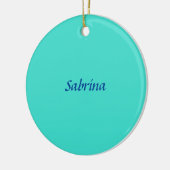 Turquoise Blue Professional Modern Elegant Name Keramisch Ornament (Links)