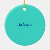 Turquoise Blue Professional Modern Elegant Name Keramisch Ornament (Achterkant)